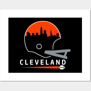 Cleveland Pro Football Cool Skyline in Ohio Posters and Art